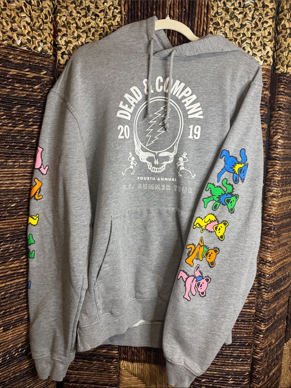 Grateful Dead Gray Hoodie with Multicolor Dancing Bears